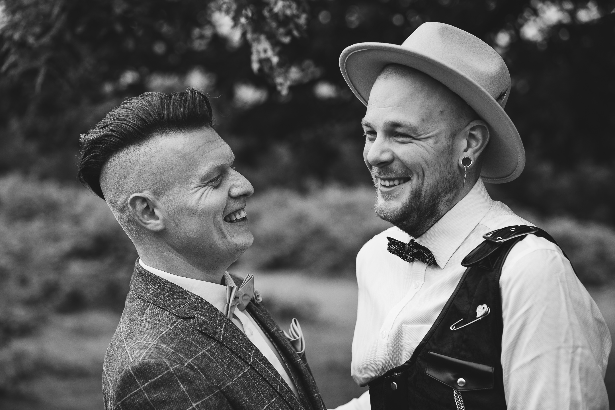 Same-Sex happy couple celebrating after just getting married